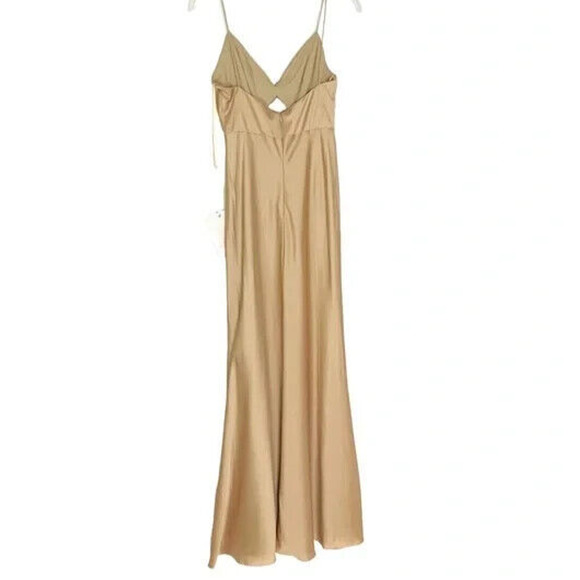MAC DUGGAL GOLD TIE‎ FRONT WITH KEY HOLE DETAIL GOWN CHAMPAGNE SZ 0 68347 - Picture 5 of 6